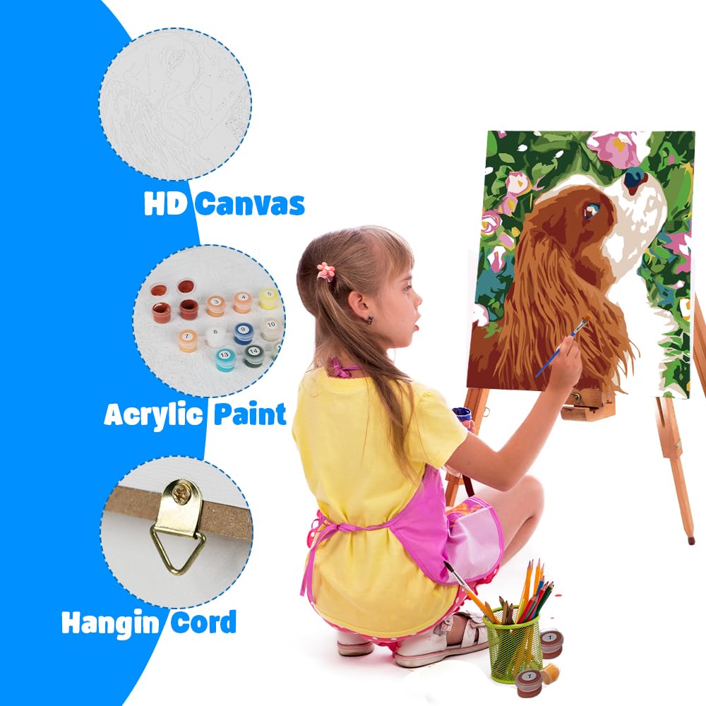 Paint by Numbers Kit for Kids 4-8, Dog Theme, 12x14 inch