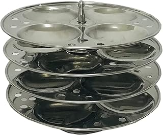 Stainless Steel 4-Tier Idli Cooker Stand, 7-inch