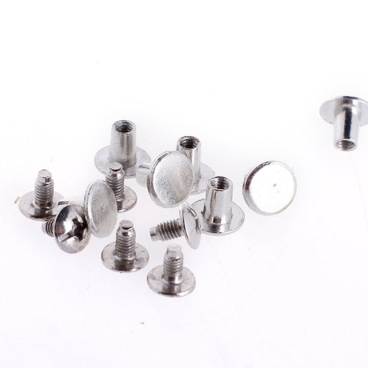 Silver Round Flat Head Chicago Screws for Leather Crafting - 50 Sets