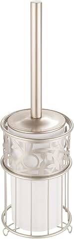Vine Metal Toilet Brush and Holder, Vanilla White