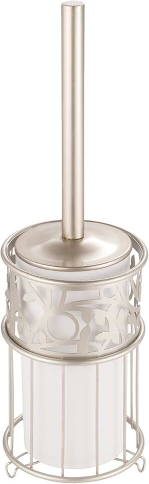 Vine Metal Toilet Brush and Holder, Vanilla White