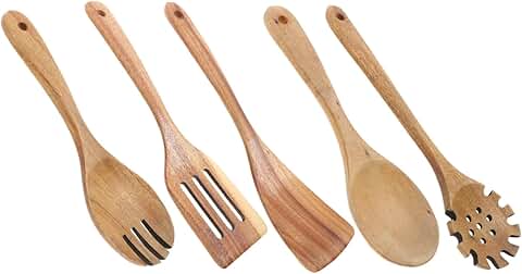 5-Piece Natural Wooden Kitchen Utensil Set
