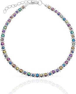 Rainbow beaded anklet with twisted hematite and extension