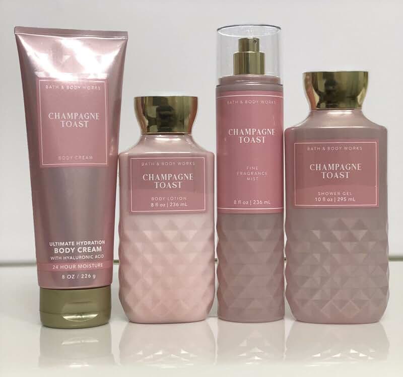 Champagne Toast Fragrance Set with Mist, Shower Gel, Lotion, and Body Cream