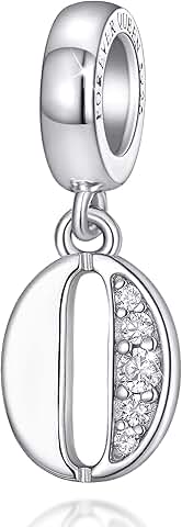 Number 0-9 Sterling Silver Charm Pendant with Zirconia