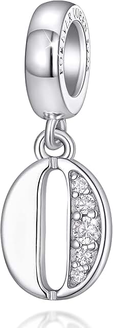 Number 0-9 Sterling Silver Charm Pendant with Zirconia