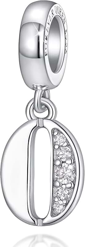 Number 0-9 Sterling Silver Charm Pendant with Zirconia