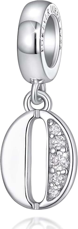 Number 0-9 Sterling Silver Charm Pendant with Zirconia