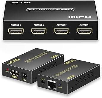 4K HDMI Splitter 1 In 4 Out with Cat5e/6 Extender