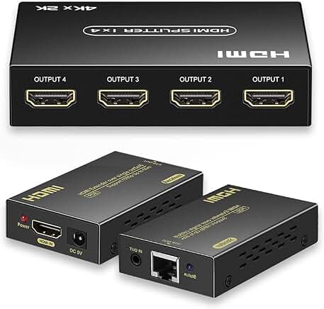 4K HDMI Splitter 1 In 4 Out with Cat5e/6 Extender