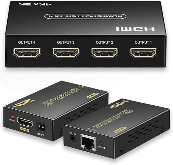 4K HDMI Splitter 1 In 4 Out with Cat5e/6 Extender
