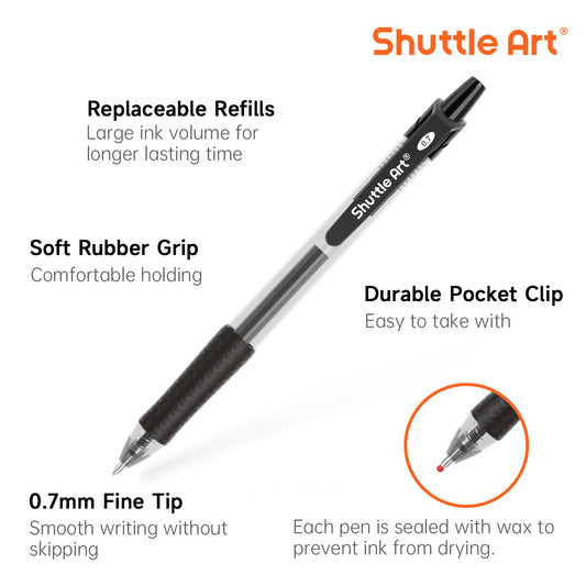 Black Gel Pen Set, 100 Retractable Medium Point Pens