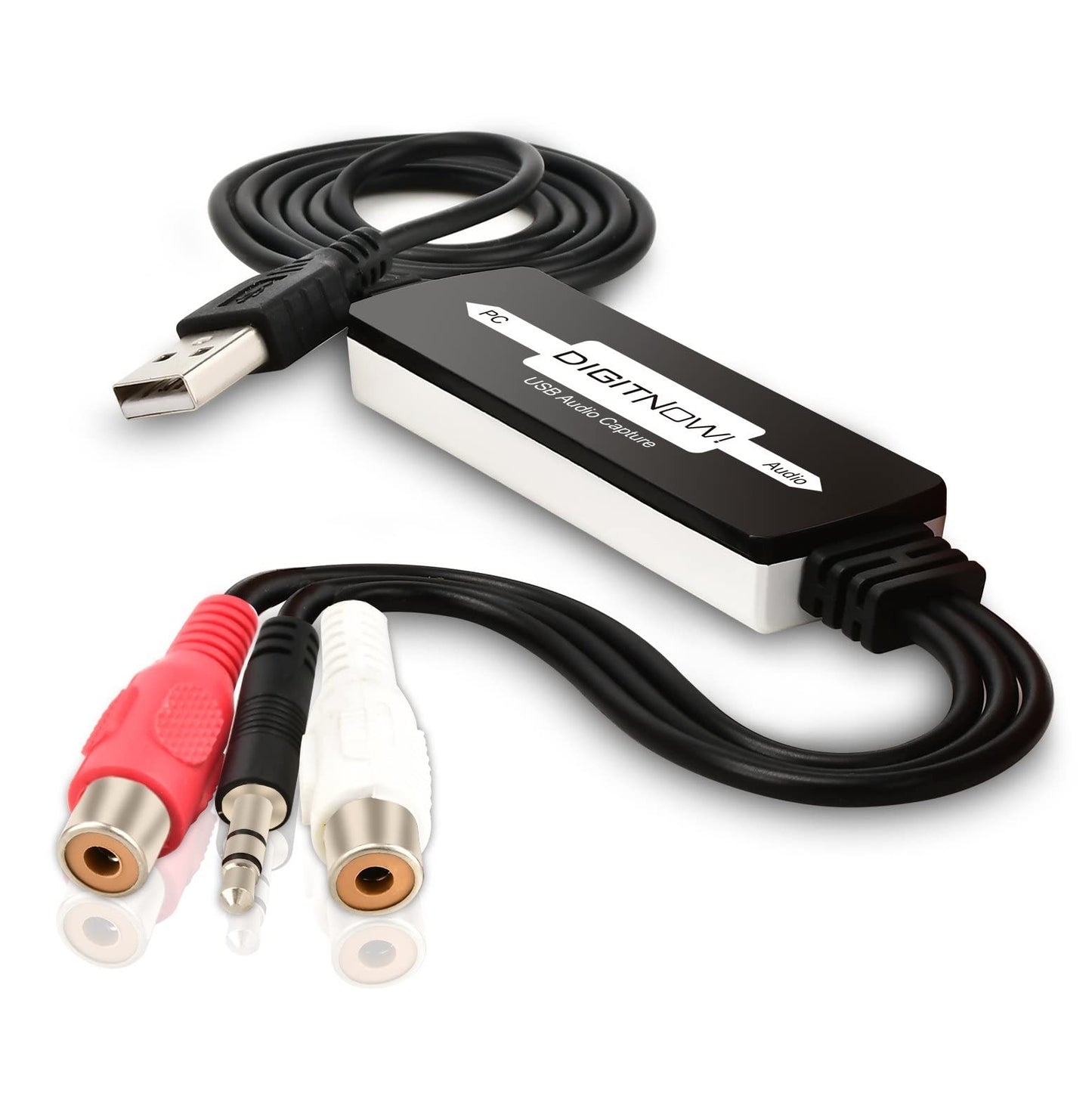 USB Audio Capture Card Grabber for Vinyl Cassette Tapes to Digital MP3 Converter, Support Mac & Windows 10/8.1/8 / 7 / Vista/XP
