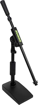 Compact low profile mic stand with single boom