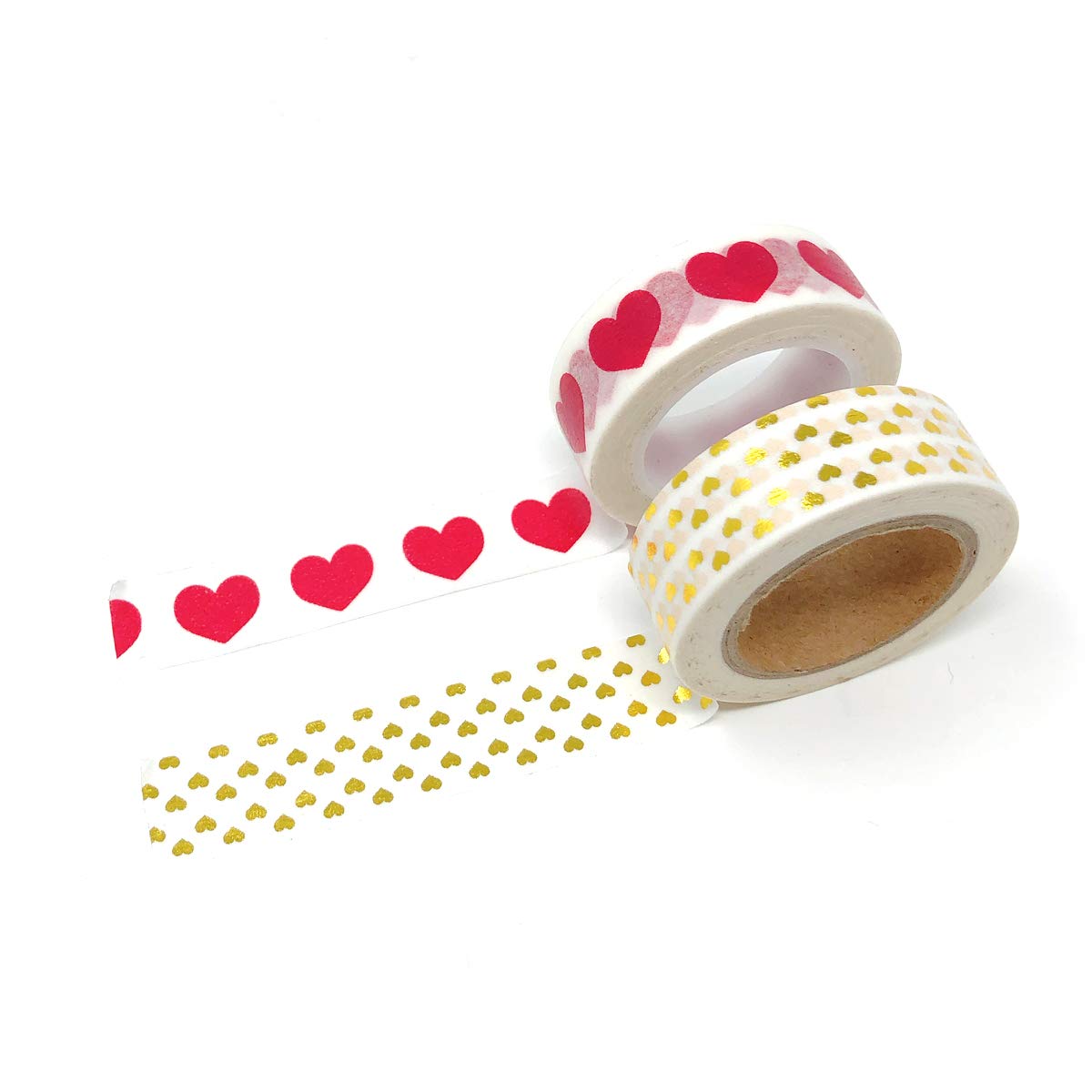 Set of 2 Red and Gold Heart Washi Tapes