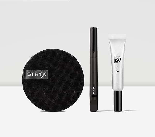 Men's grooming kit with concealer, beard gel, and cleansing disc