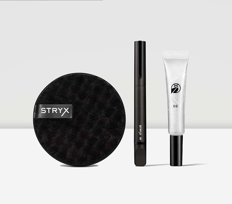 Men's grooming kit with concealer, beard gel, and cleansing disc
