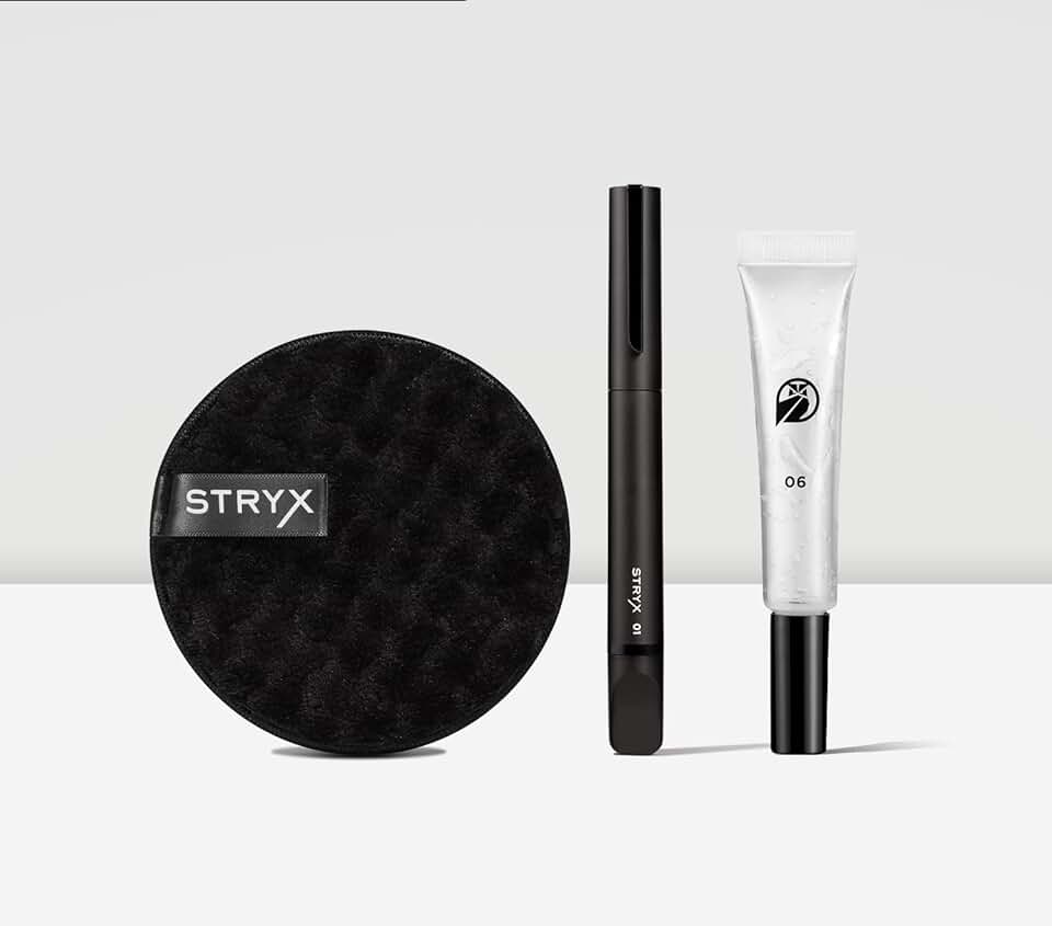 Men's grooming kit with concealer, beard gel, and cleansing disc