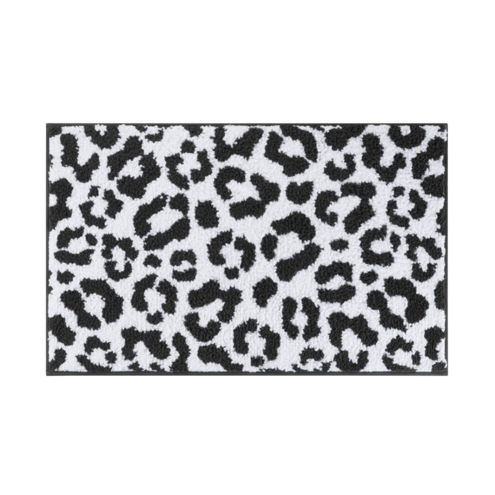 Ombre Leopard 100% Polyester Highly Absorbent Quick Drying Bathroom Mat, Set of 2, Black/White