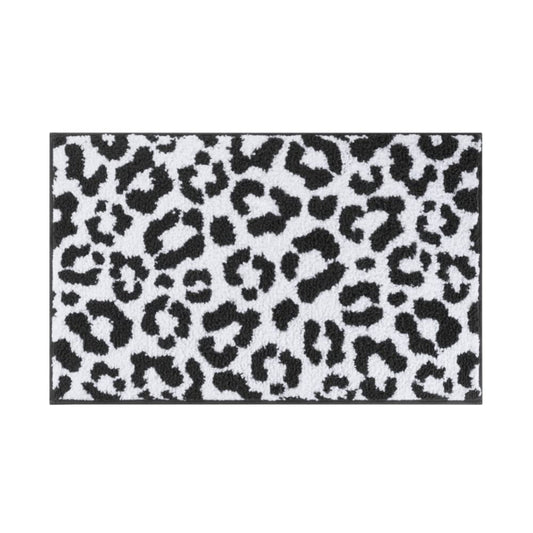 Ombre Leopard 100% Polyester Highly Absorbent Quick Drying Bathroom Mat, Set of 2, Black/White