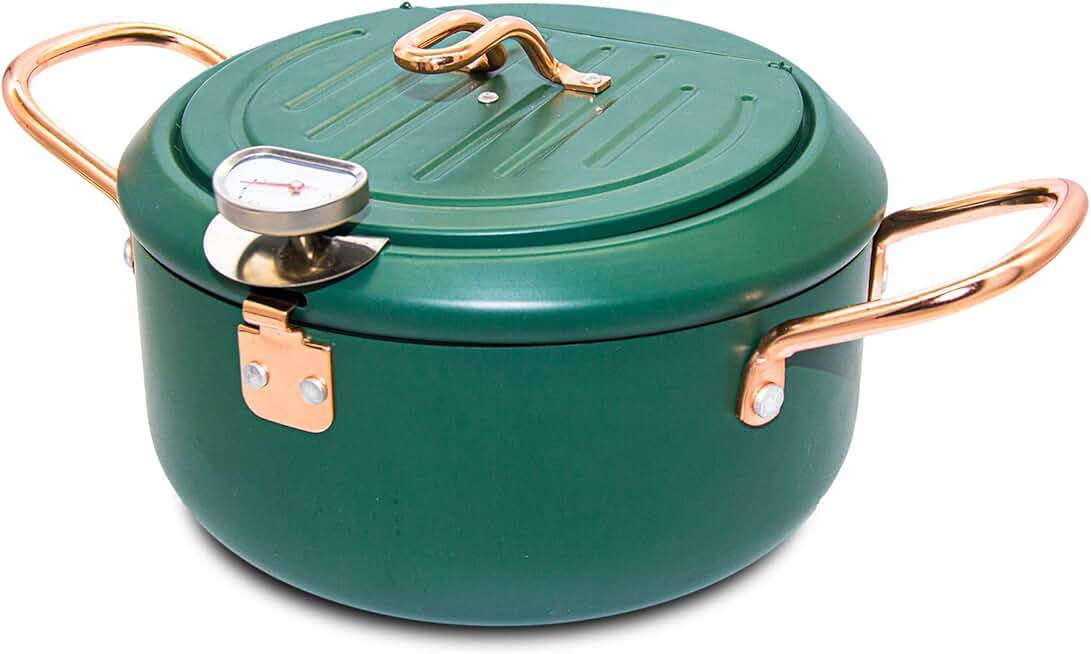Large 3.5L Green Tempura Fryer with Thermometer