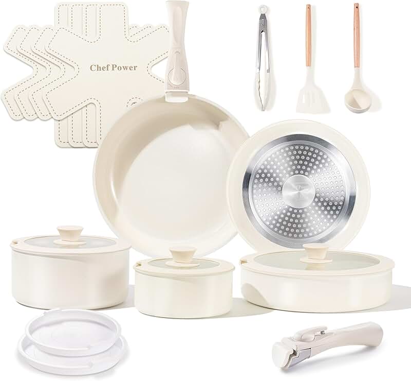 Non-Stick Ceramic Cookware Set with Lids