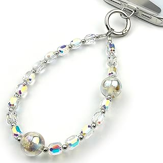 Clear crystal beaded phone wrist strap for women