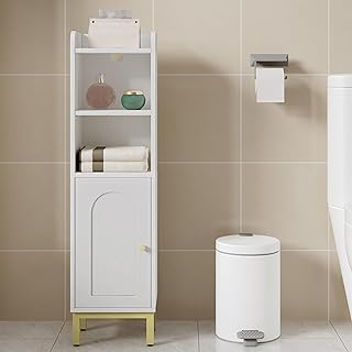 Small White Corner Bathroom Storage Cabinet