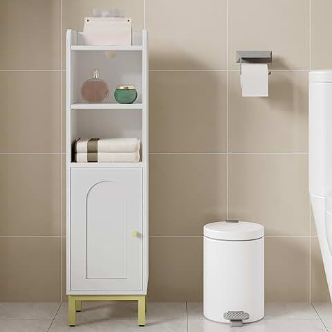 Small White Corner Bathroom Storage Cabinet