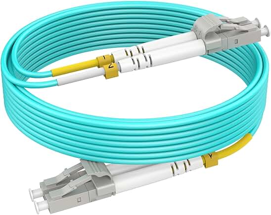 15m OM3 LC to LC fiber patch cable, duplex, LSZH