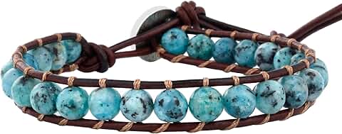 Handmade Agate Beads Leather Wrap Bracelet