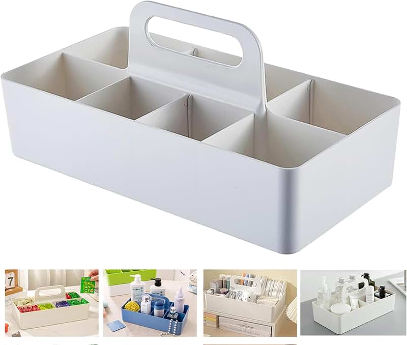 Large Portable Makeup and Storage Organizer with Eight Compartments