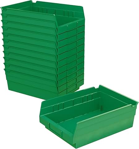Heavy Duty Plastic Storage Bins, 12-Pack