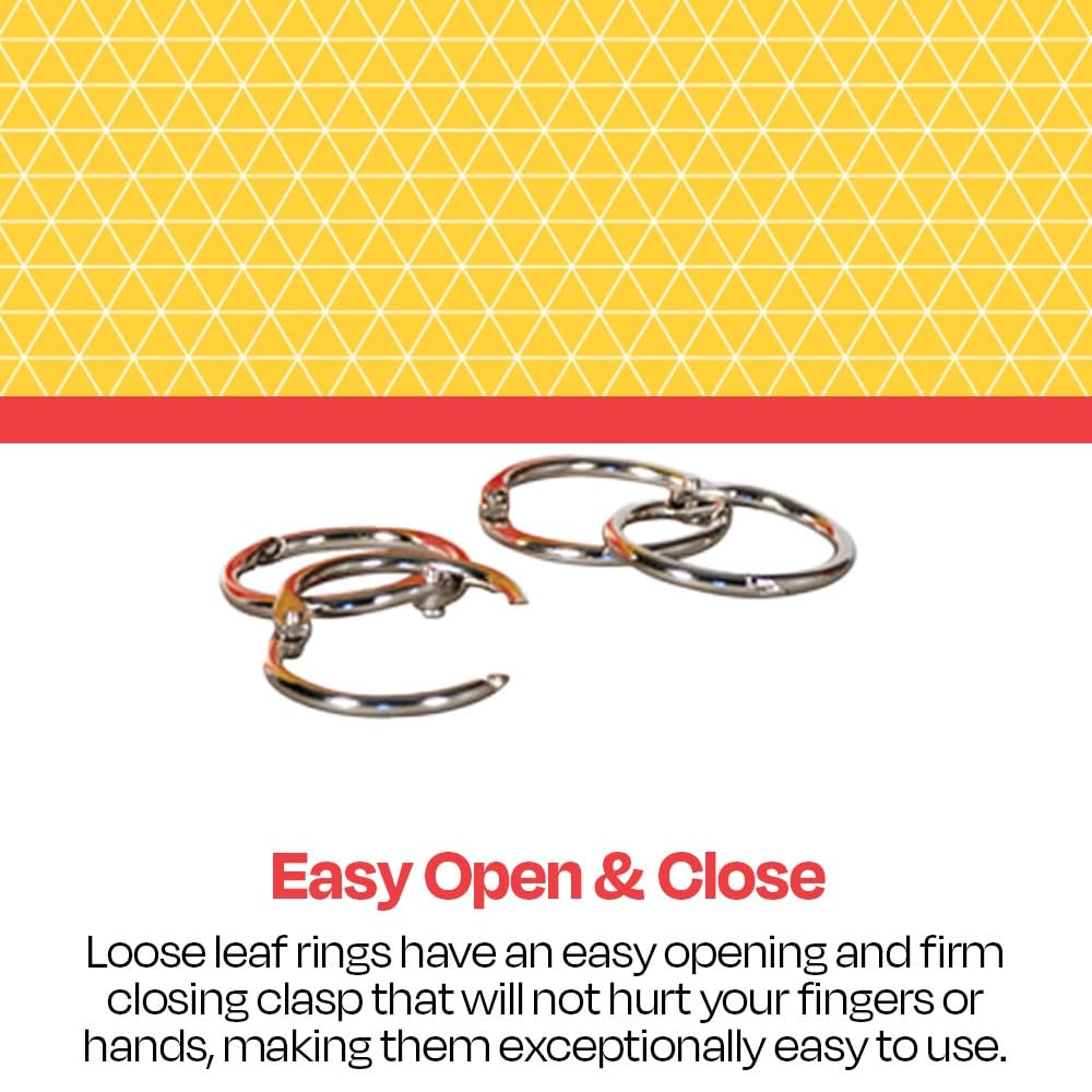 1-Inch Nickel Plated Steel Loose Leaf Rings, Pack of 100