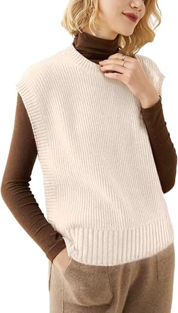 Women's Round Neck Sleeveless Knit Sweater Vest