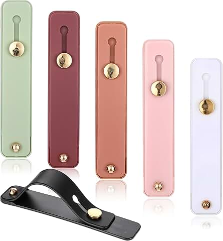 Six Portable Phone Grip Holders with Finger Straps