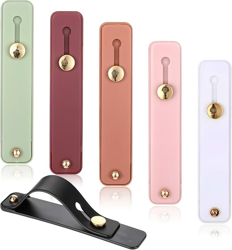 Six Portable Phone Grip Holders with Finger Straps