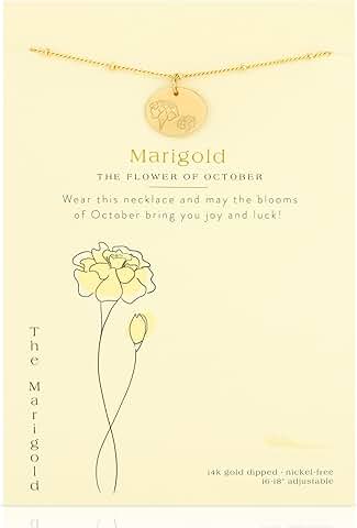 Birth Month Flower Necklace with 14k Gold Pendant and Adjustable Chain