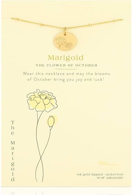 Birth Month Flower Necklace with 14k Gold Pendant and Adjustable Chain