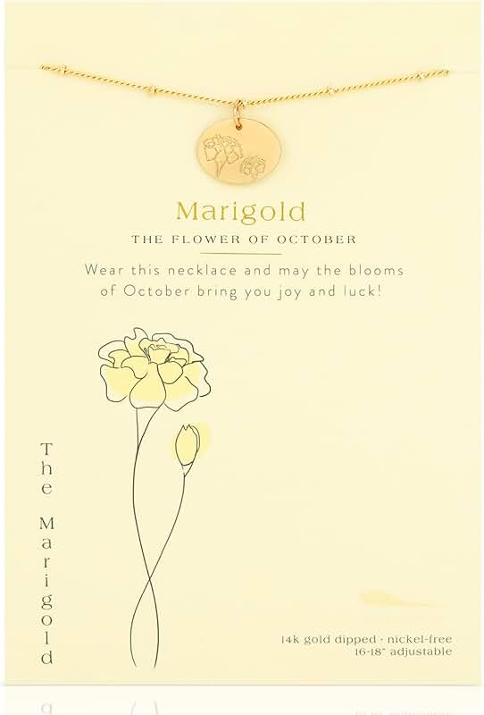 Birth Month Flower Necklace with 14k Gold Pendant and Adjustable Chain