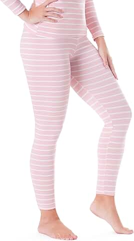Pink striped fleece-lined thermal leggings for women