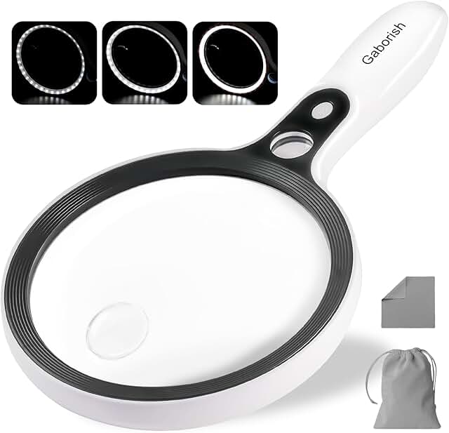 Large LED Magnifying Glass with 3 Light Modes