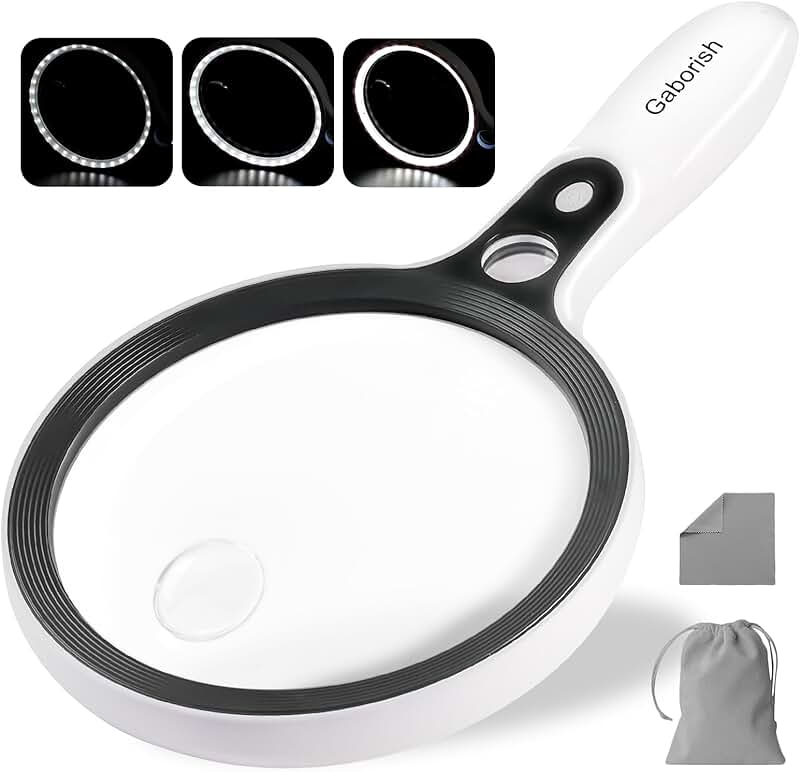Large LED Magnifying Glass with 3 Light Modes