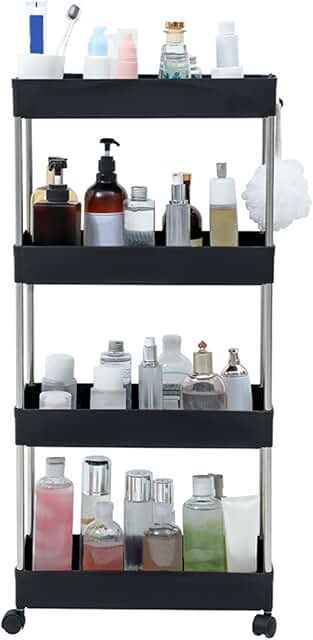 Adjustable 4-Tier Storage Rack with Wheels