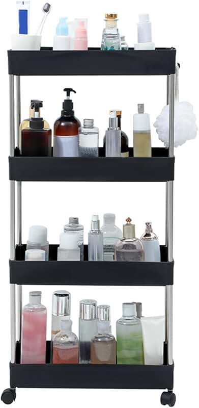 Adjustable 4-Tier Storage Rack with Wheels