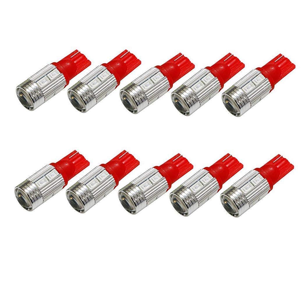 (10) Brilliant Red 10-SMD 921 912 920 168 T10 LED Replacement Bulbs Compatible With Truck Exterior 3rd Brake Lamp Cargo Lights