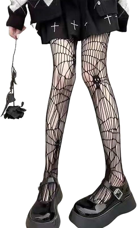 Women's Black Skull Mesh Leggings for Halloween
