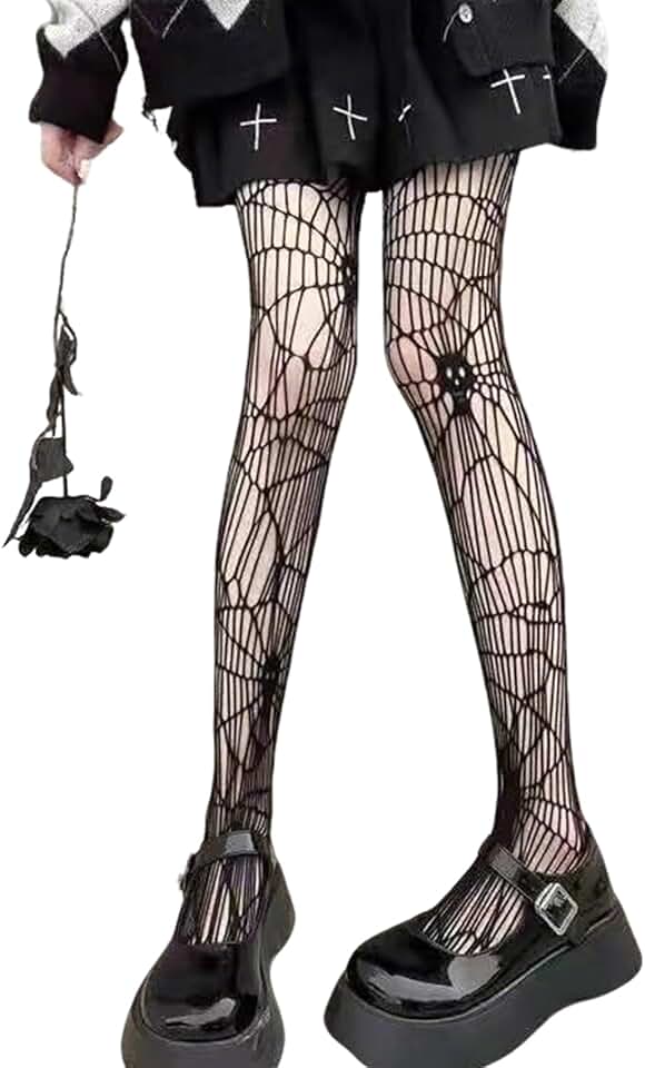 Women's Black Skull Mesh Leggings for Halloween