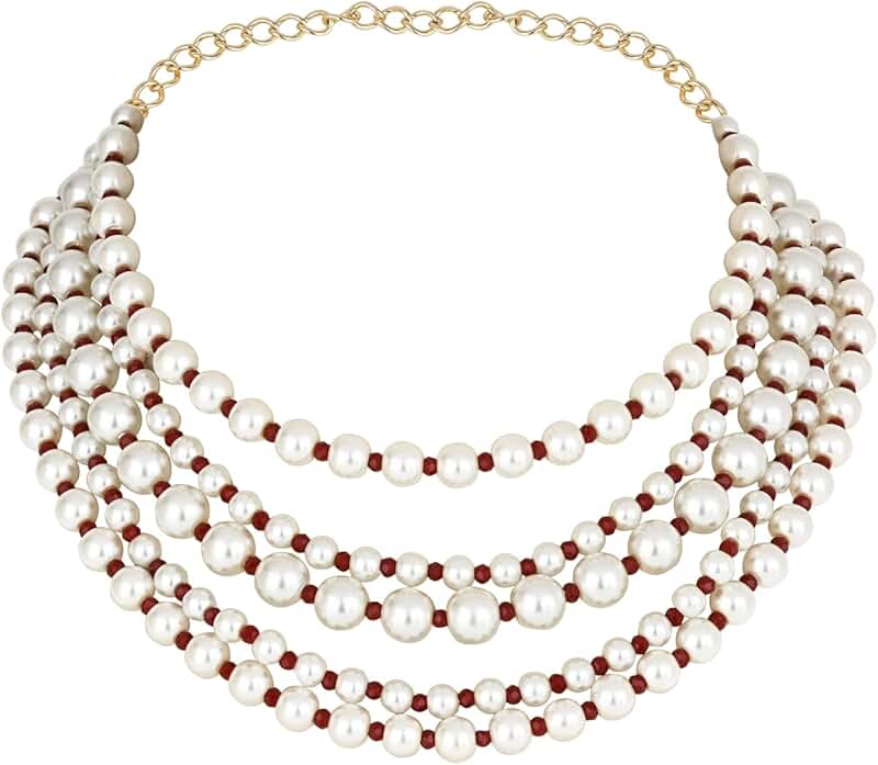Stylish Multi-Layered Pearl Bead Necklace Set for Women