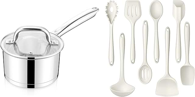 8-Piece Kitchen Silicone Utensil Set, Heat Resistant, Dishwasher Safe